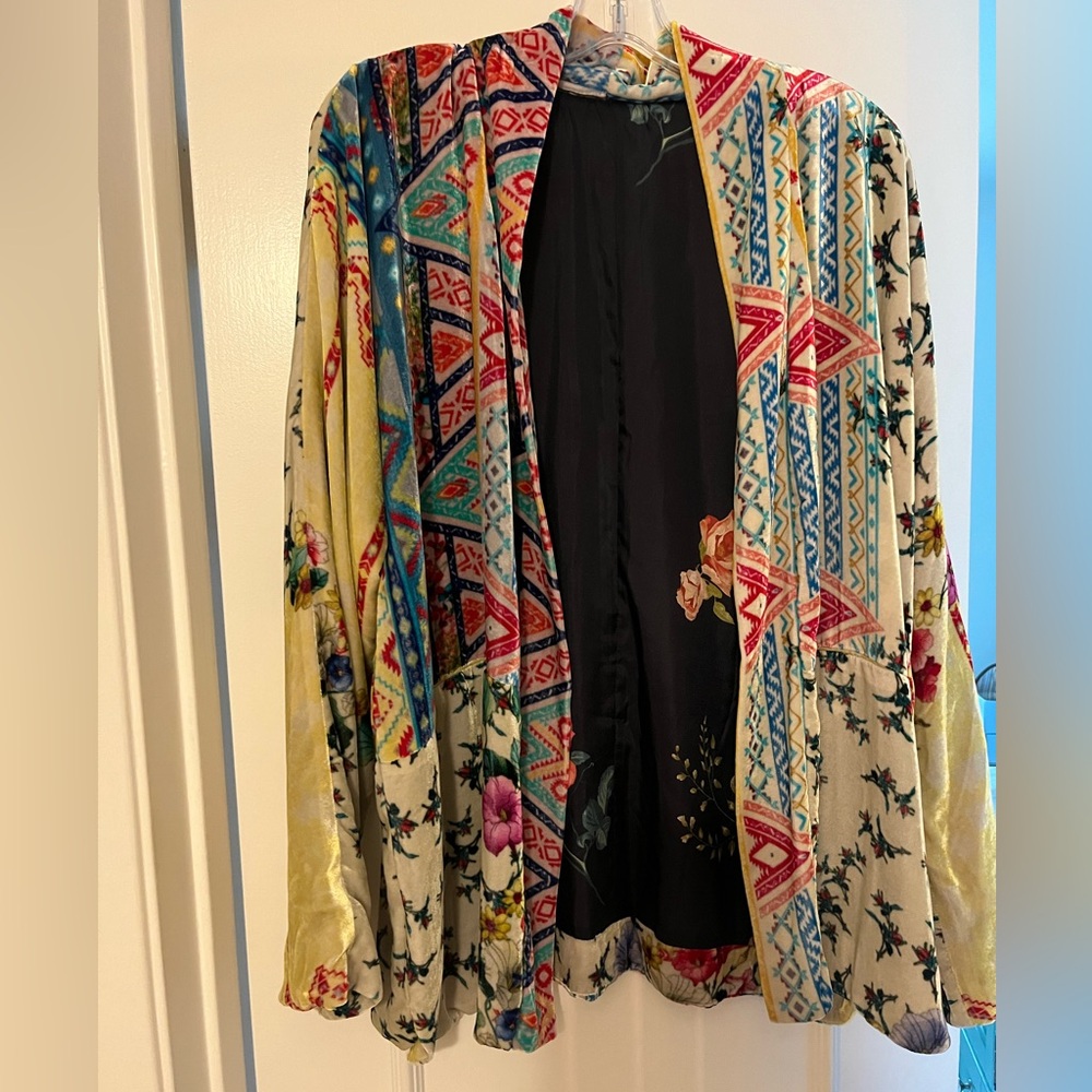 Reversible Johnny Was top. Velvet on one side and silk on the other.